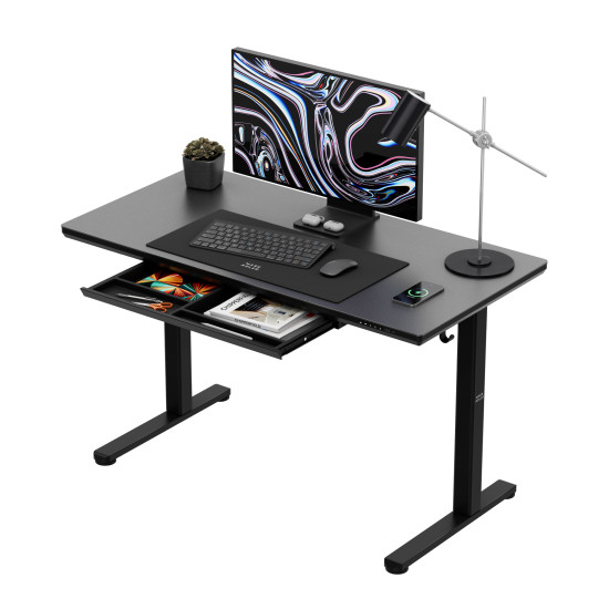 Markadler Leader 8.5 Schwarz Höhenverstellbarer Schreibtisch mit Glasplatte