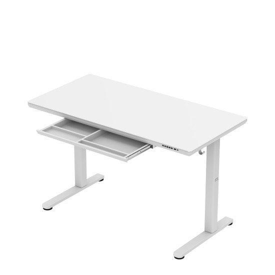 Markadler Leader 8.5 Weiß Höhenverstellbarer Schreibtisch mit Glasplatte
