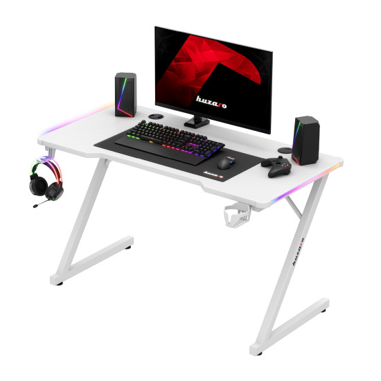 Huzaro Hero 2.5 RGB LED WHITE Gaming-Tisch