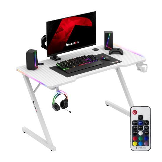 Huzaro Hero 2.5 RGB LED WHITE Gaming-Tisch