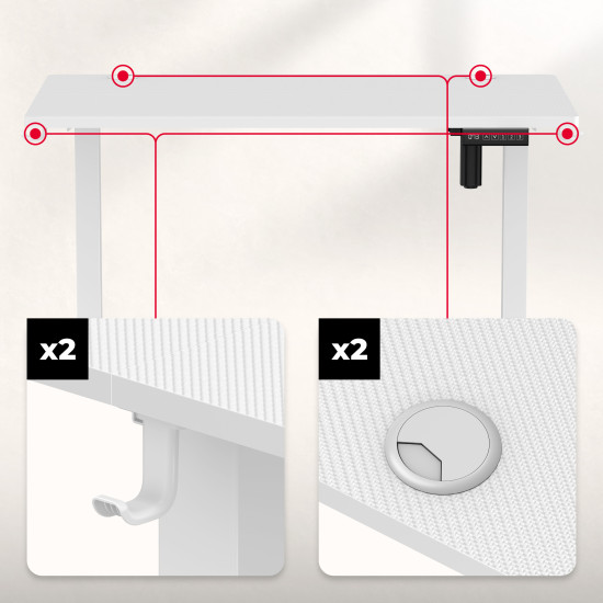 Huzaro Hero 7.9 Weiß Elektrischer Schreibtisch 100 cm x 60 cm