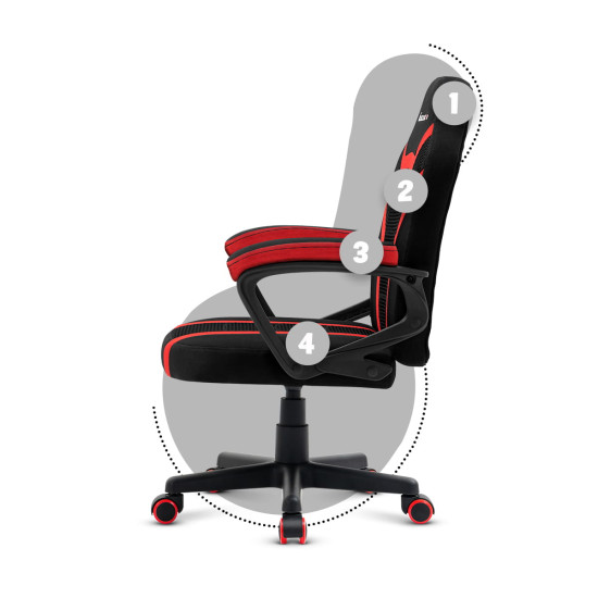 HUZARO RANGER 1.0 Rot Mesh Gaming Stuhl für Kinder