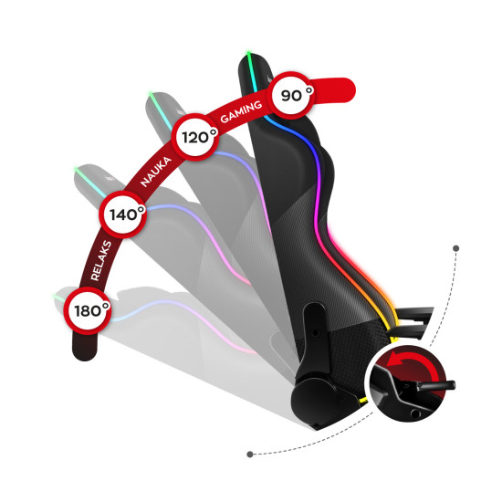 HUZARO FORCE 6.2 Schwarz RGB LED Gaming Stuhl