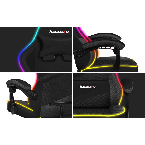 HUZARO FORCE 4.4 RGB Schwarz Mesh Gaming Stuhl