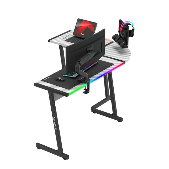 Hero 6.0 Eck-Gaming-Tisch Weiß RGB