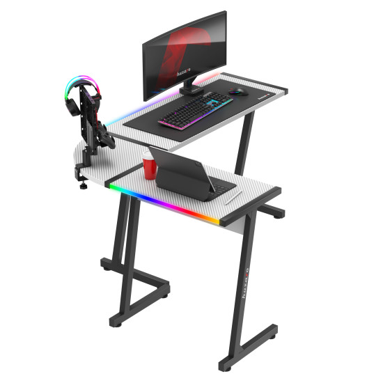 Hero 6.0 Eck-Gaming-Tisch Weiß RGB