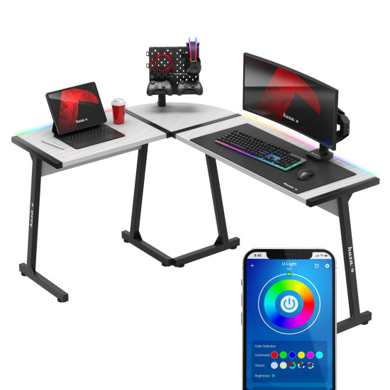 Hero 6.0 Eck-Gaming-Tisch Weiß RGB