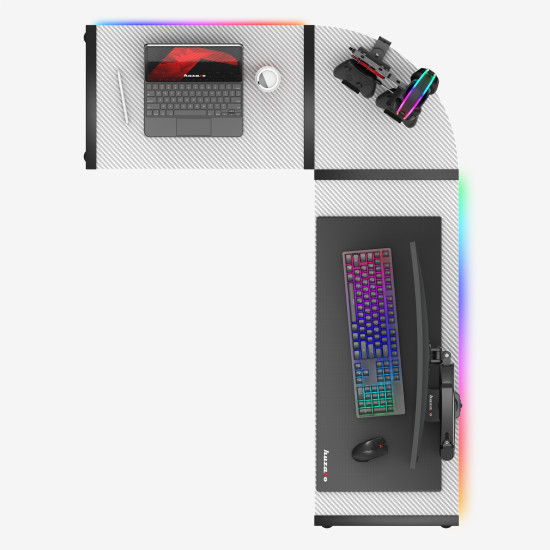 Hero 6.0 Eck-Gaming-Tisch Weiß RGB