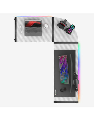 Hero 6.0 Eck-Gaming-Tisch Weiß RGB