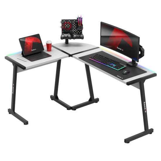 Hero 6.0 Eck-Gaming-Tisch Weiß RGB