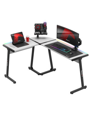 Hero 6.0 Eck-Gaming-Tisch Weiß RGB