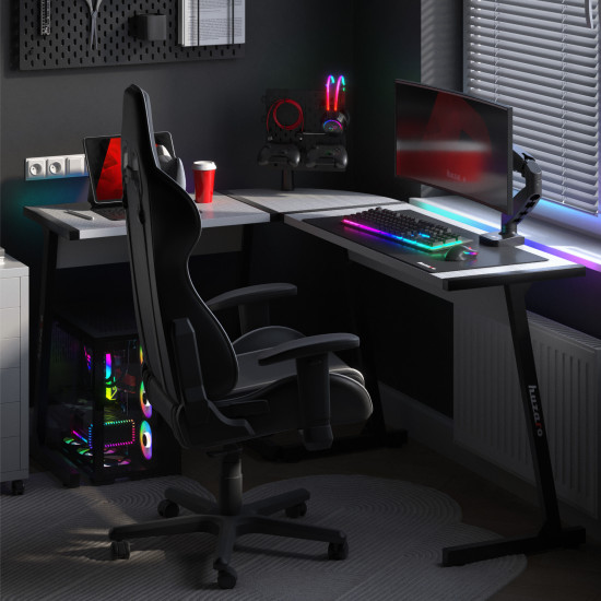 Hero 6.0 Eck-Gaming-Tisch Weiß RGB