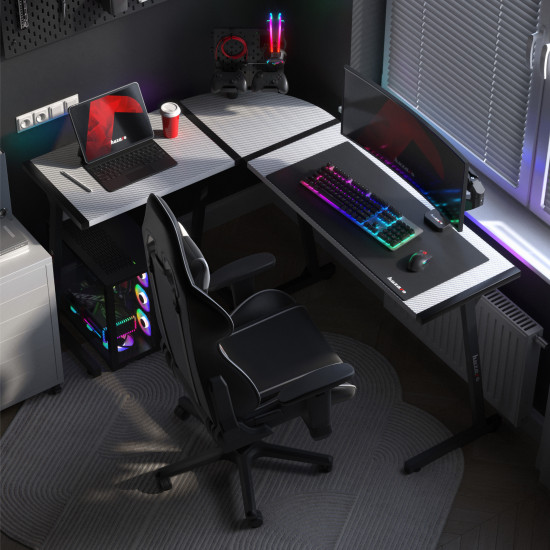 Hero 6.0 Eck-Gaming-Tisch Weiß RGB