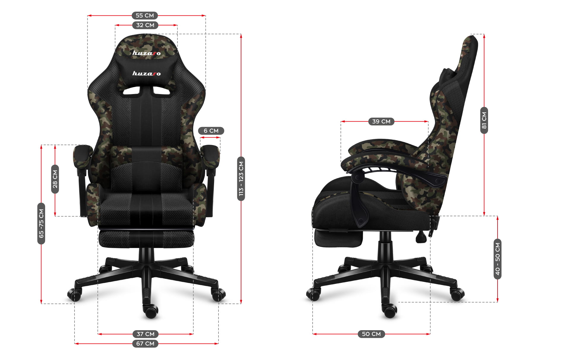 Huzaro Force 4.7 Camo Mesh Gaming-Stuhl