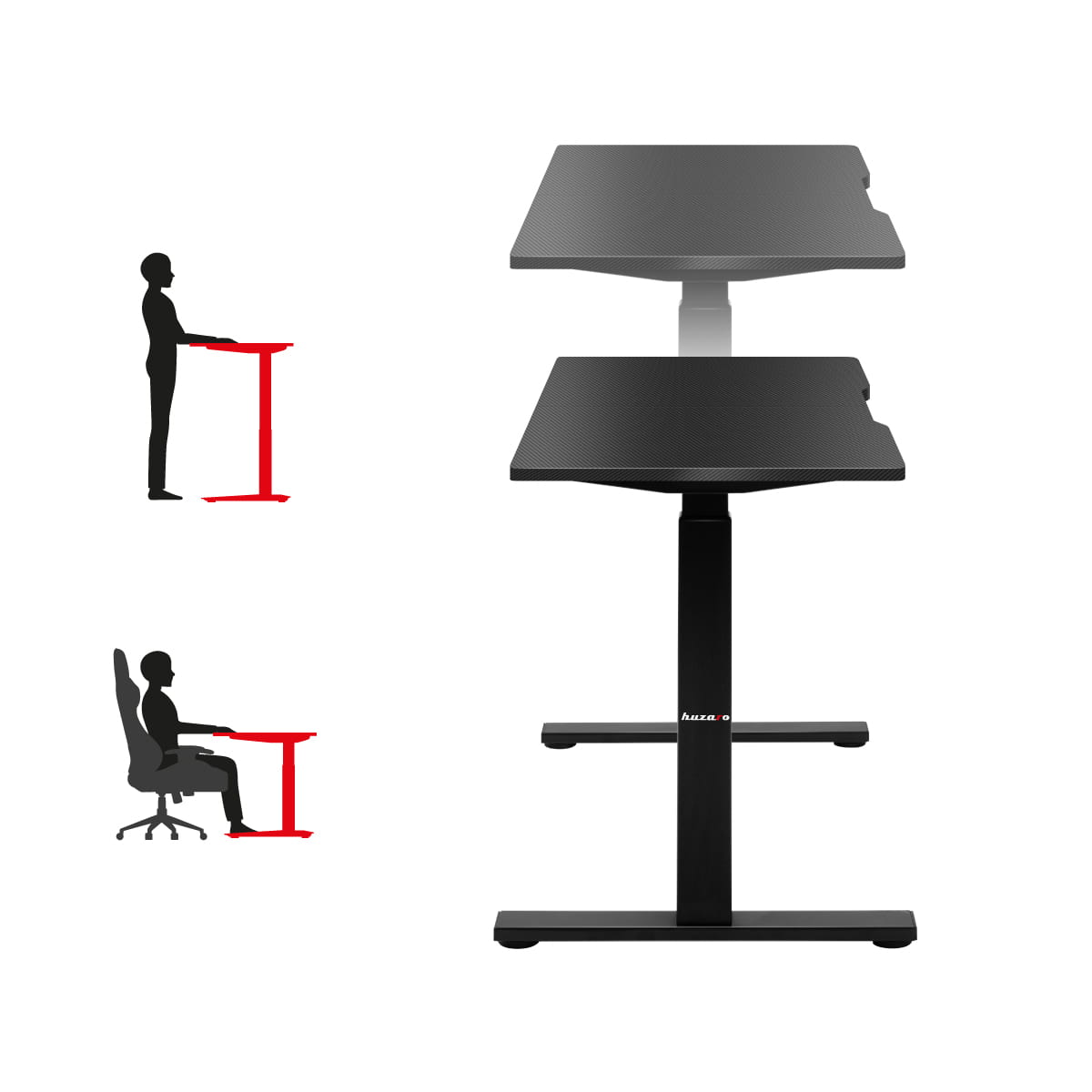 Huzaro Hero 8.0 Schwarzer elektrischer Schreibtisch