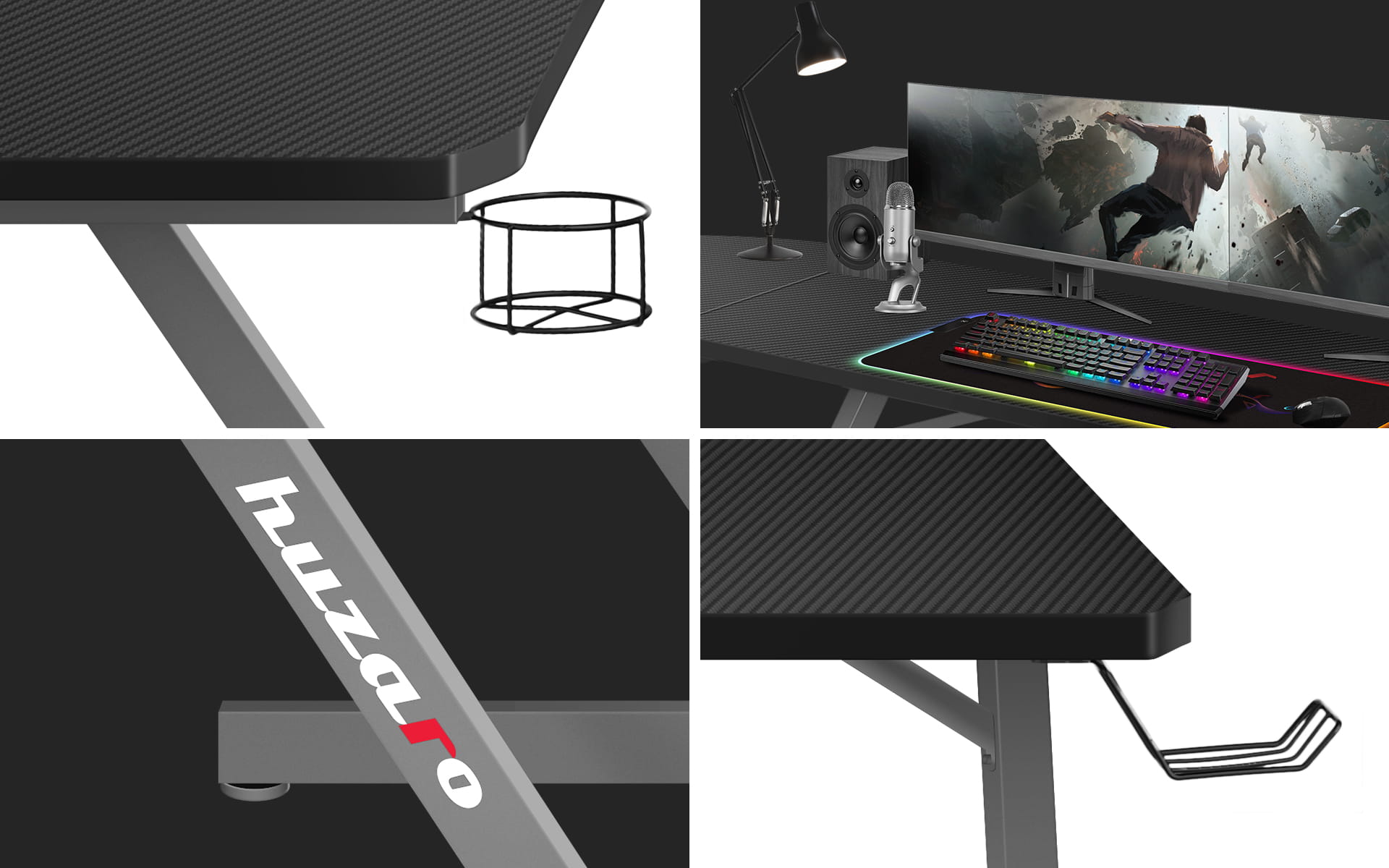 Huzaro Hero 7.0 Grau Gaming-Schreibtisch