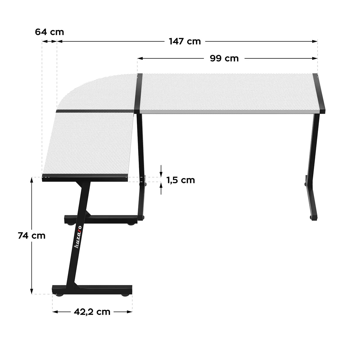 Hero 6.0 Eck-Gaming-Tisch Weiß RGB LED