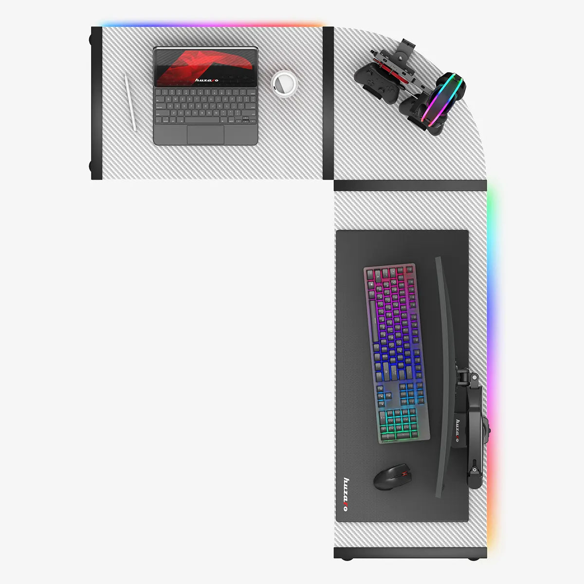 Hero 6.0 Eck-Gaming-Tisch Weiß RGB LED