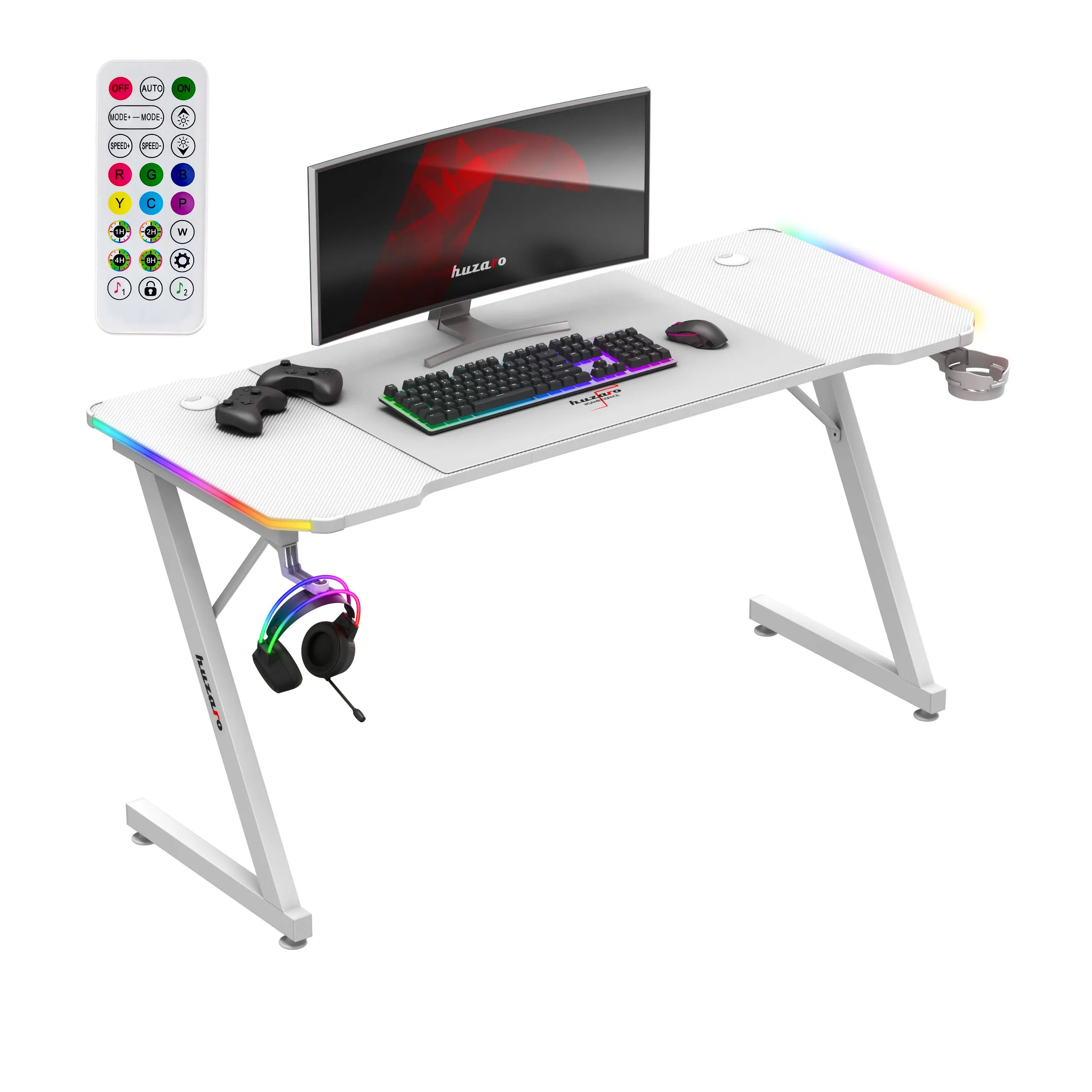 Huzaro Hero 3.3 Weiß RGB LED Gaming-Tisch