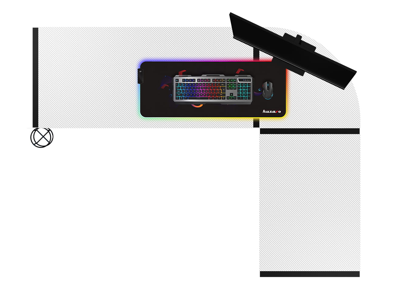 Hero 6.0 Eck-Gaming-Tisch Weiß RGB LED