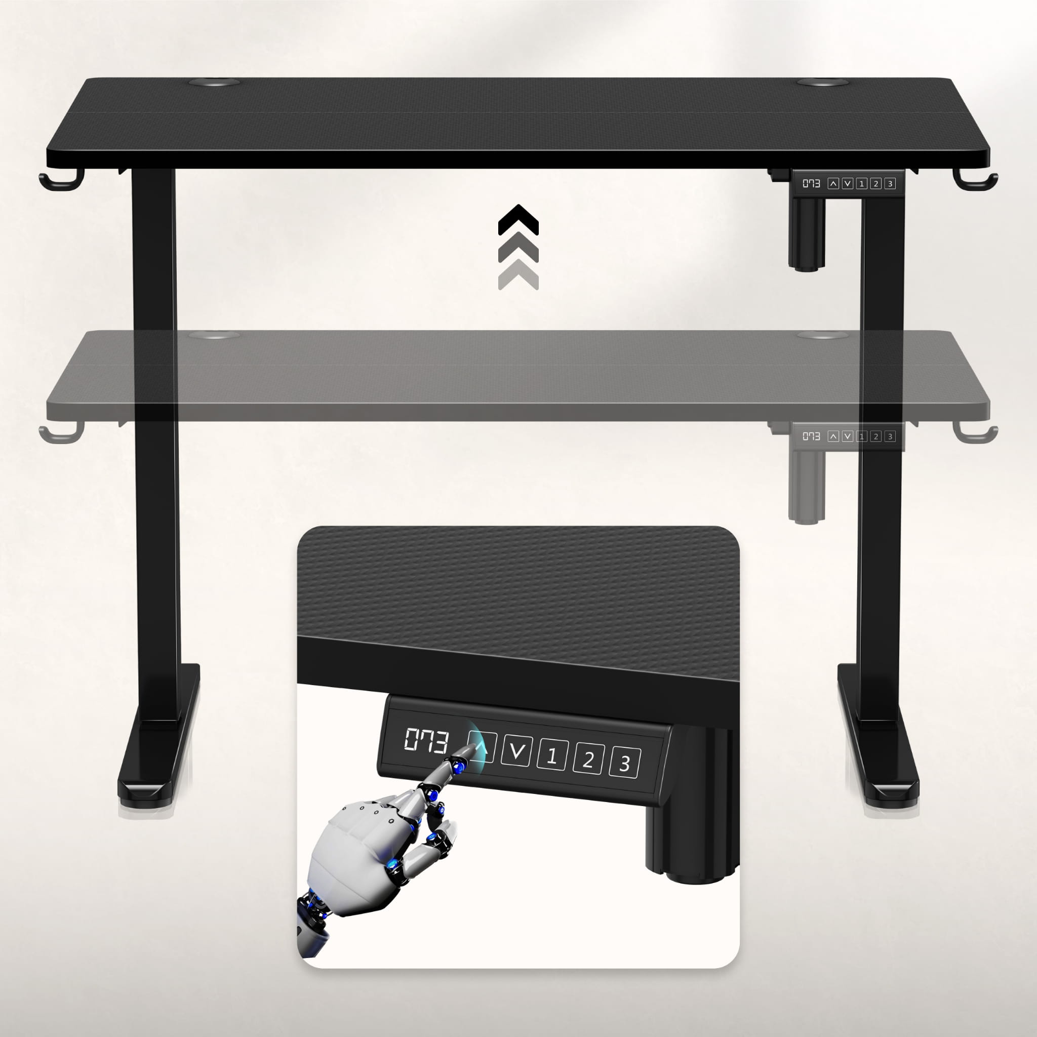 Huzaro Hero 7.9 Schwarzer elektrischer Schreibtisch