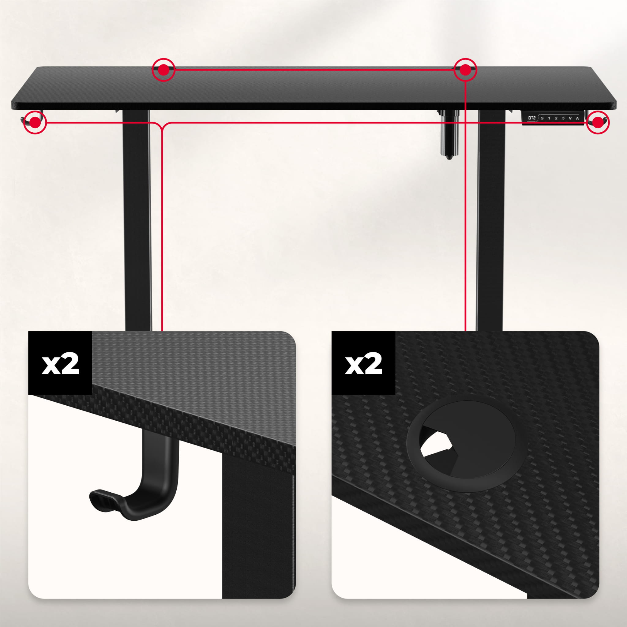 Huzaro Hero 8.2 Schwarz Elektrischer Schreibtisch