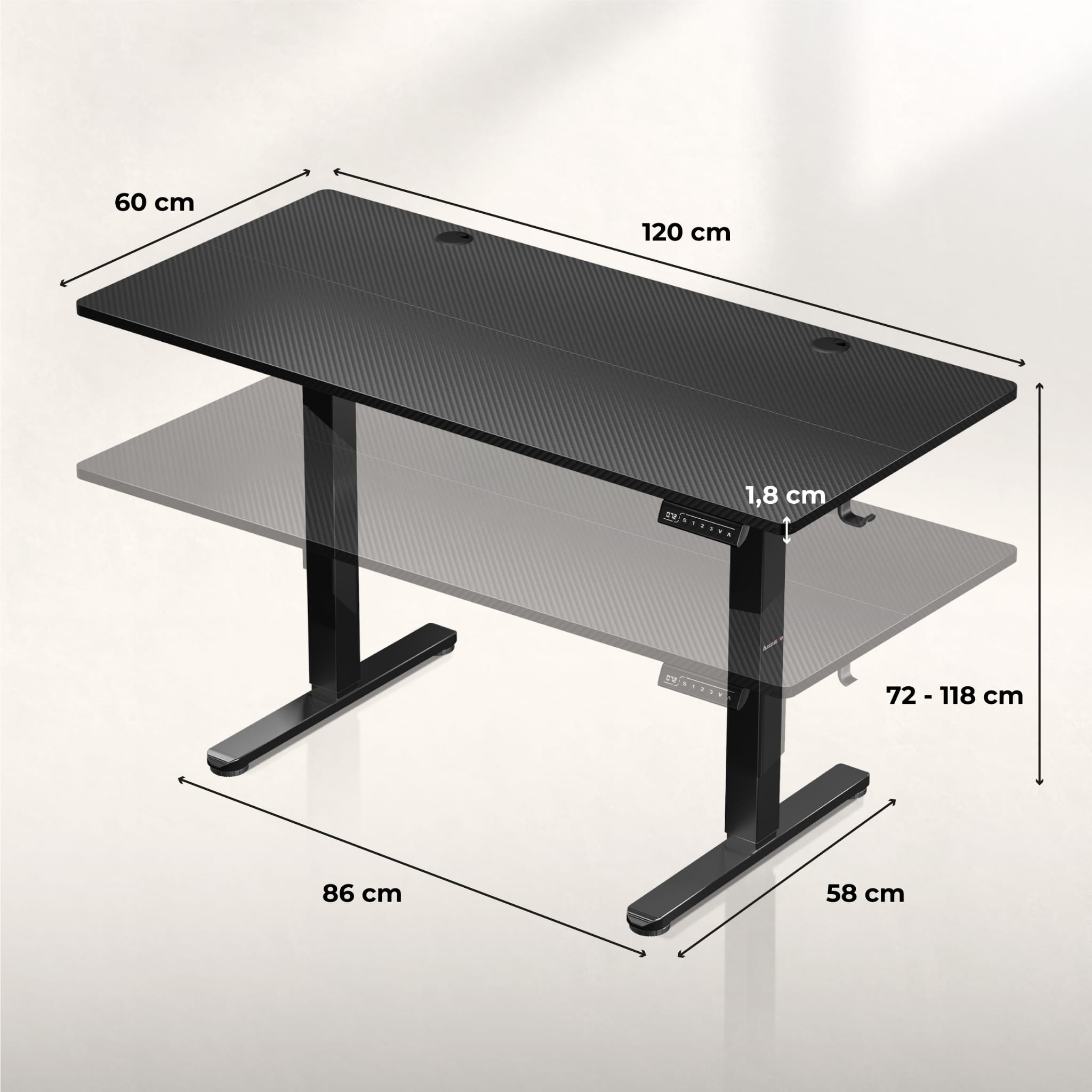 Huzaro Hero 8.2 Schwarz Elektrischer Schreibtisch