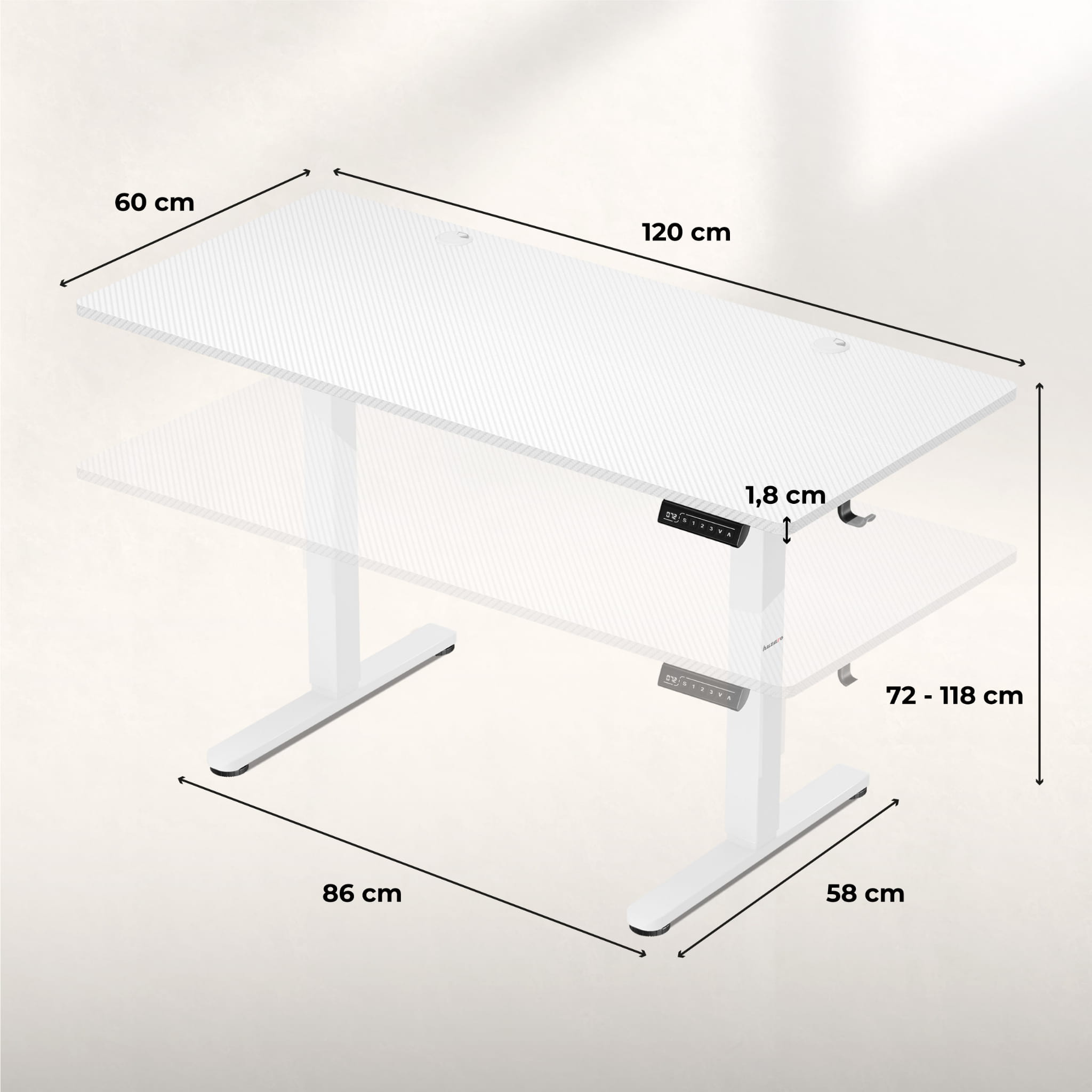 Huzaro Hero 8.2 Weiß Elektrischer Schreibtisch