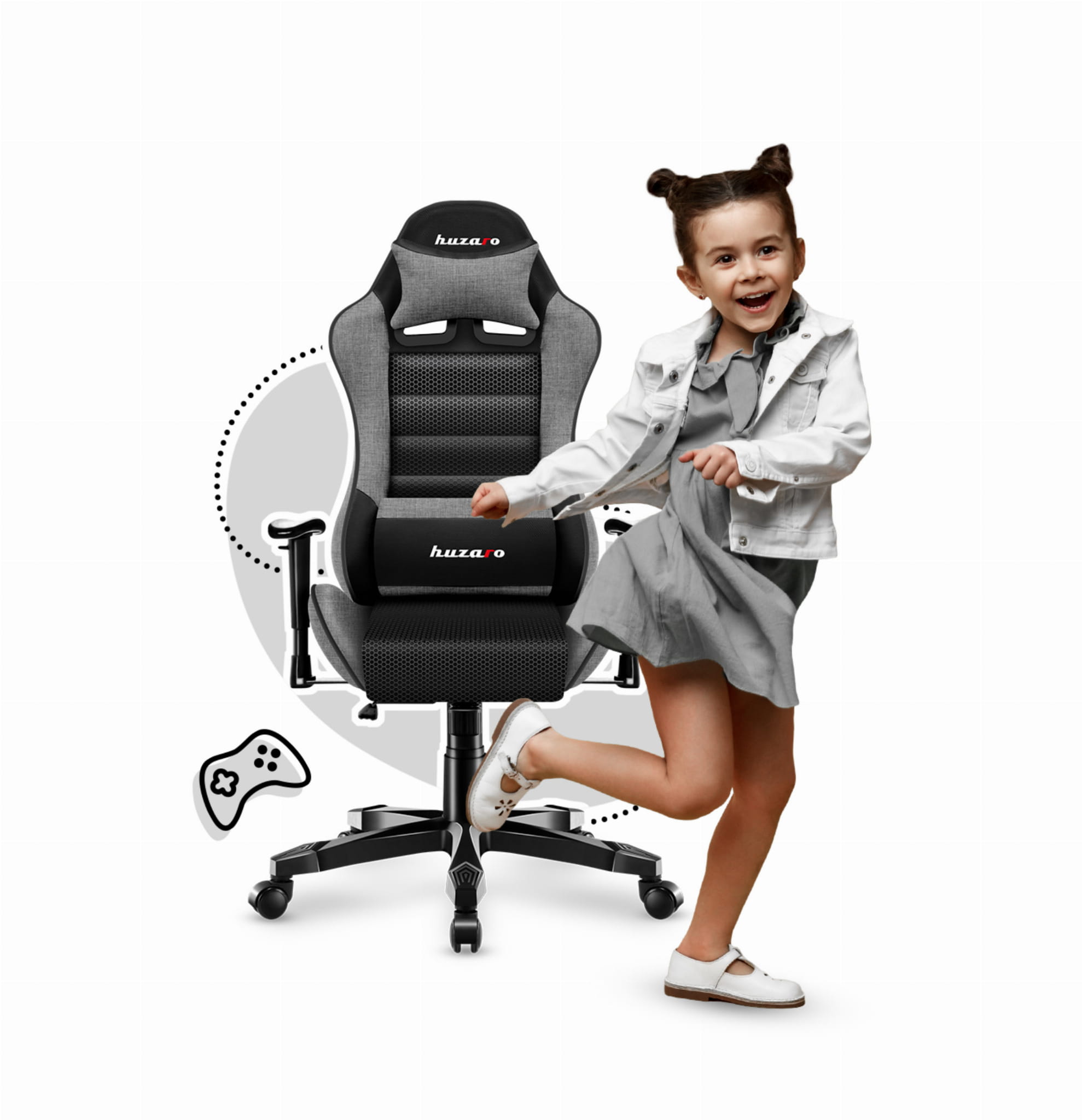 HUZARO RANGER 6.0 Grau Mesh Gaming-Stuhl für Kinder
