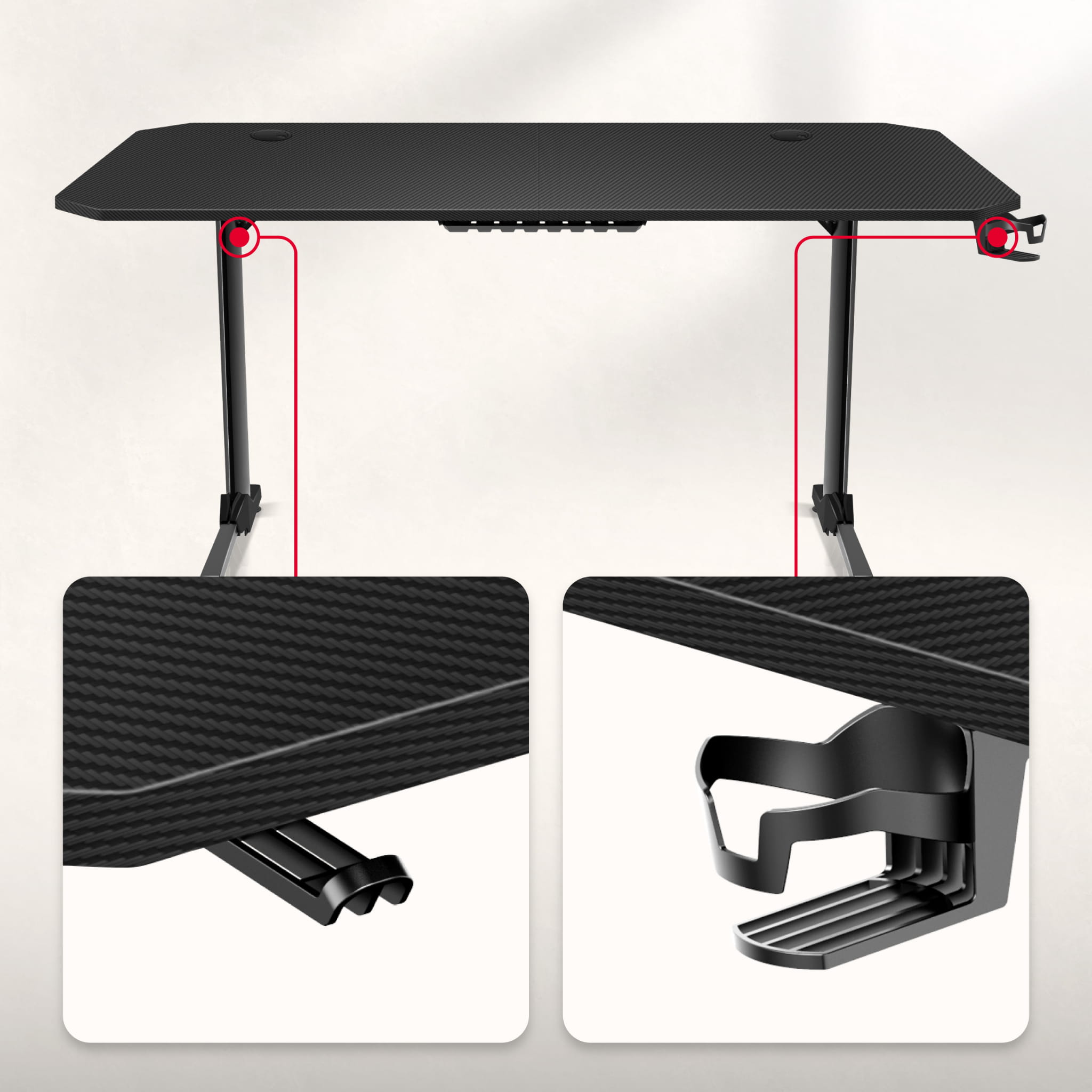 Huzaro Hero 4.7 Gaming-Schreibtisch Schwarz