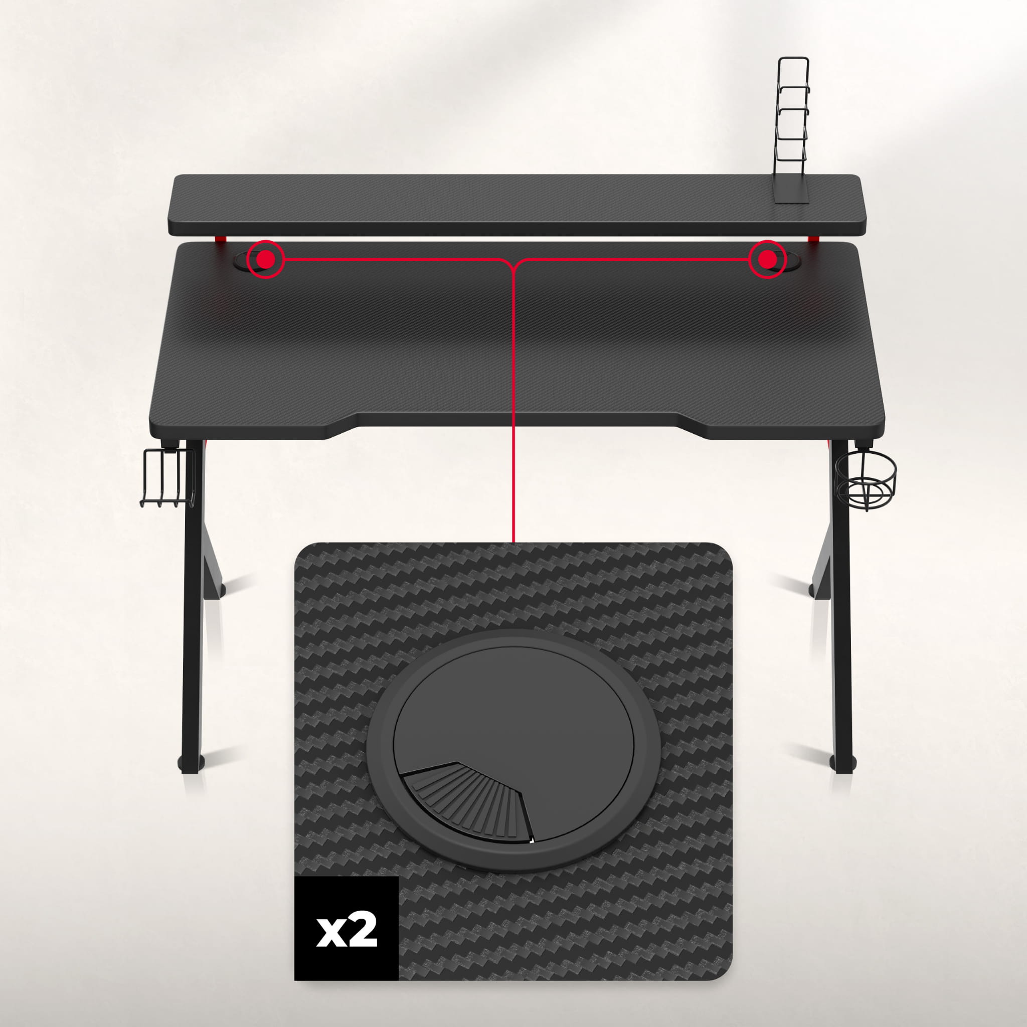 Huzaro Hero 5.0 Rot Gaming-Schreibtisch