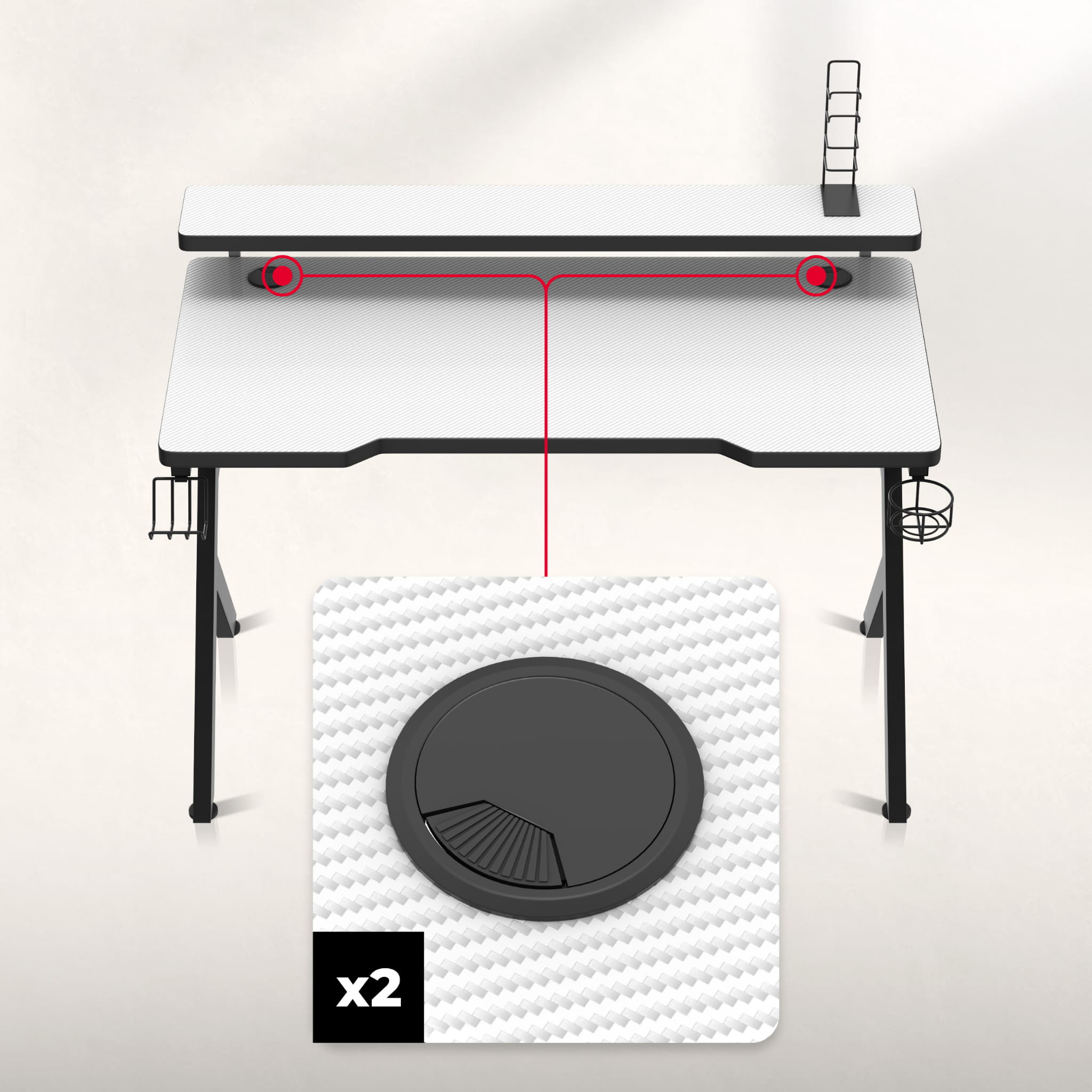 Huzaro Hero 5.0 Weiß Gaming-Schreibtisch