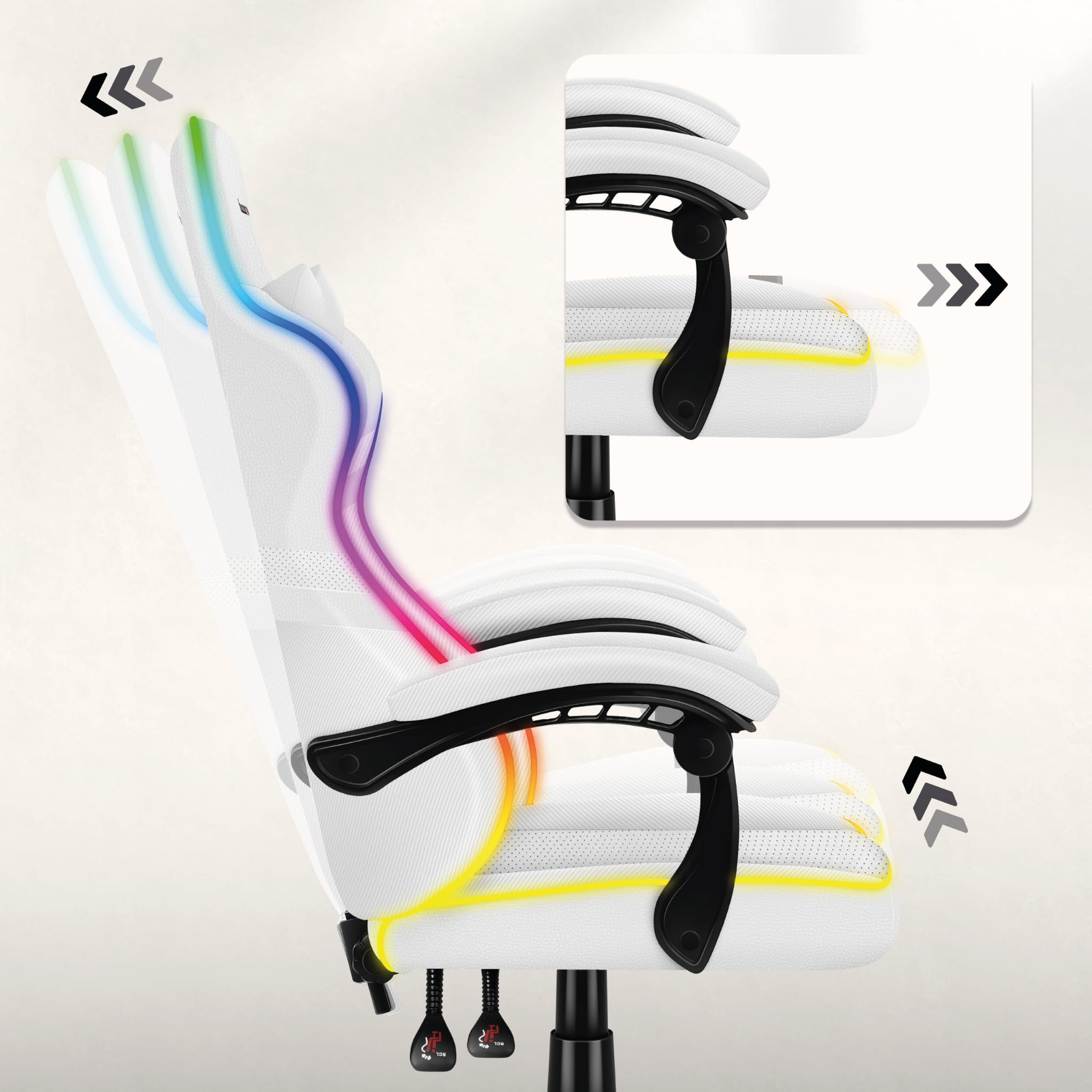 HUZARO FORCE 4.4 RGB LED Weiß Gaming-Stuhl