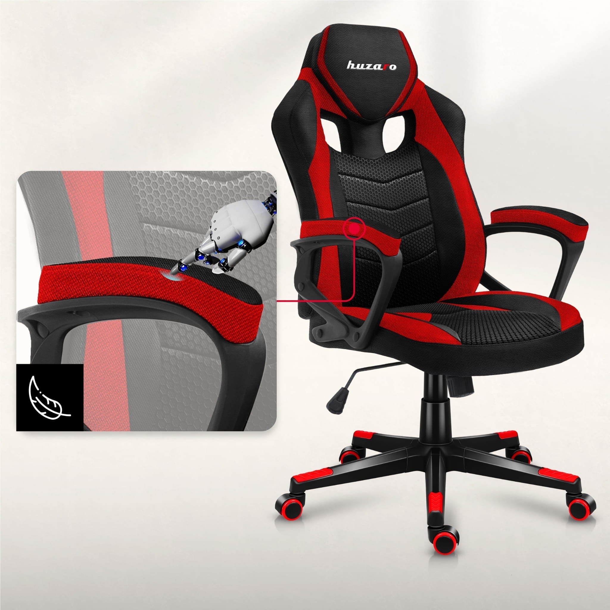 HUZARO FORCE 2.5 Rot Mesh Gaming-Stuhl