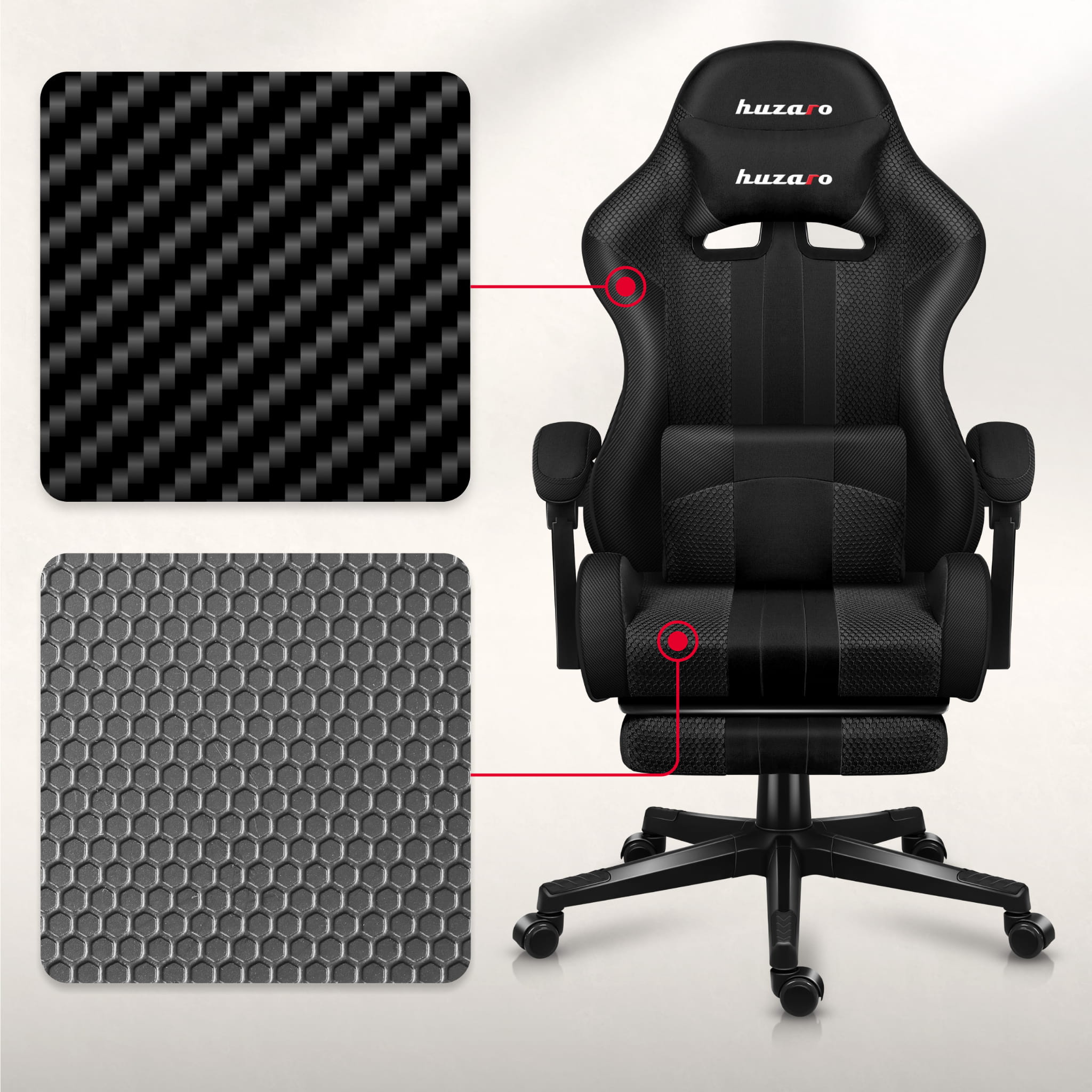 HUZARO Force 4.7 Carbon Mesh Gaming-Stuhl