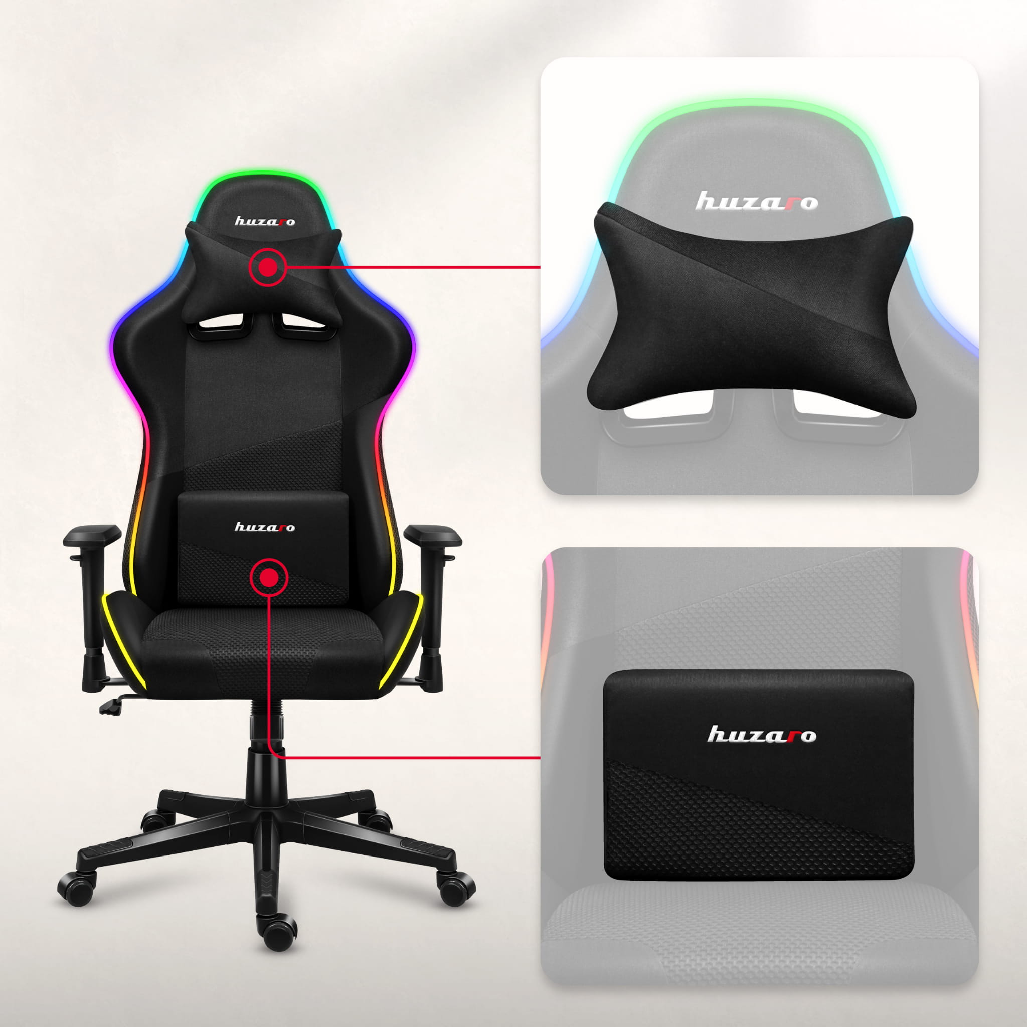 HUZARO Force 6.3 RGB LED Mesh Gaming-Stuhl