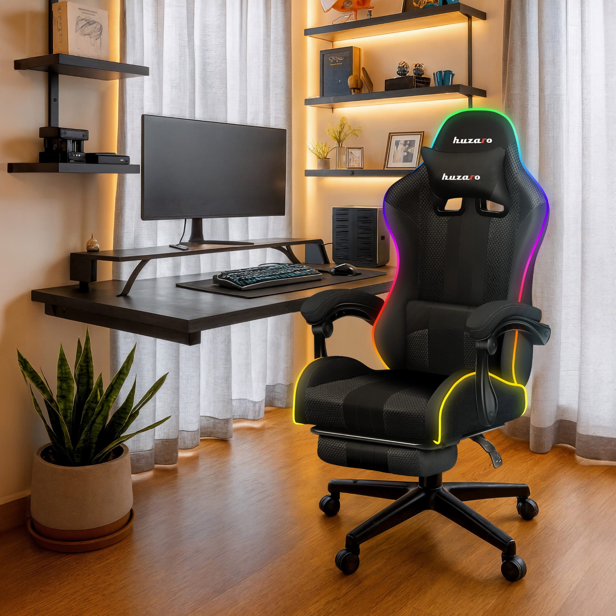 HUZARO Force 4.7 RGB LED Mesh Gaming-Stuhl