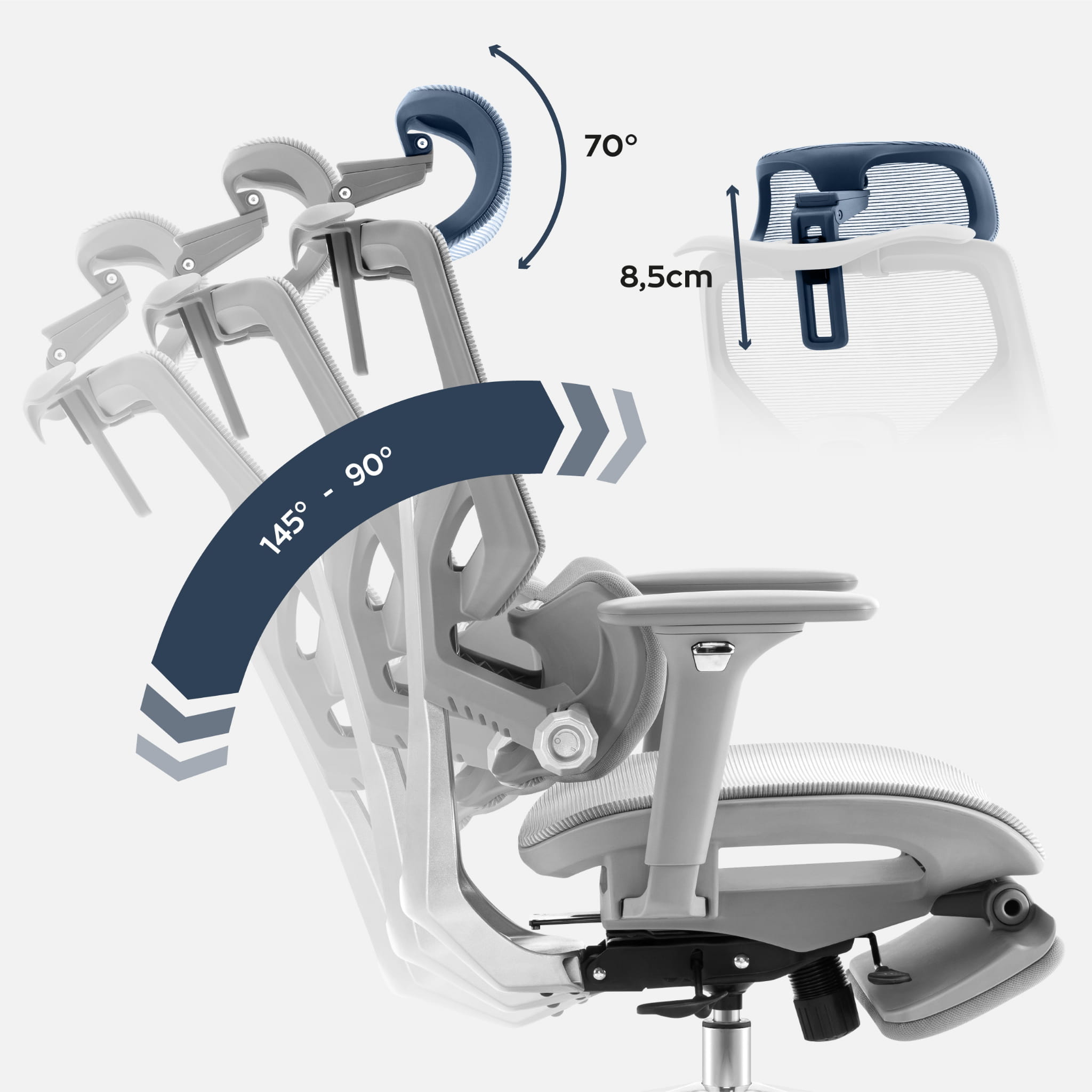 Ergonomischer Stuhl Mark Adler Expert 8.7 Grau Mesh