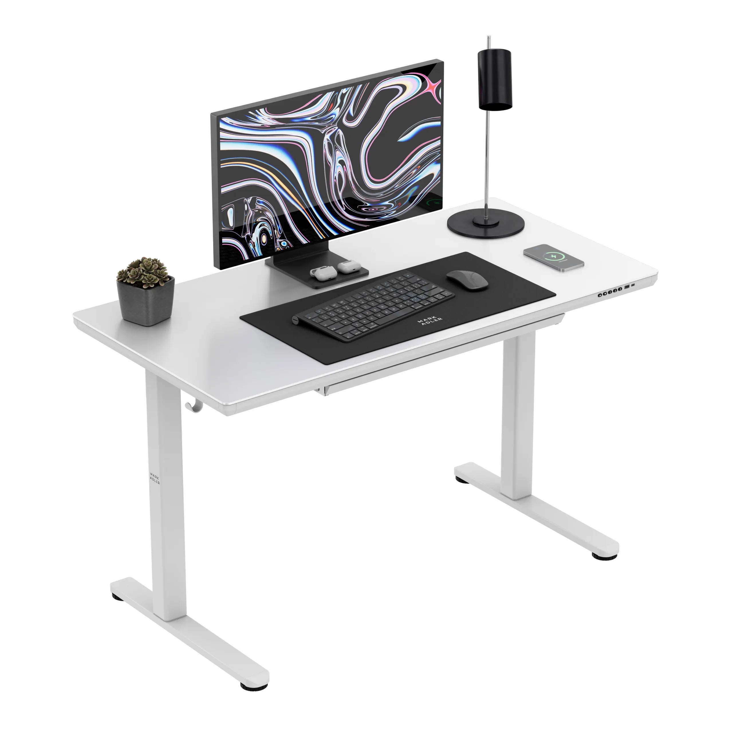 Markadler Leader 8.5 Weiß Höhenverstellbarer Schreibtisch mit Glasplatte