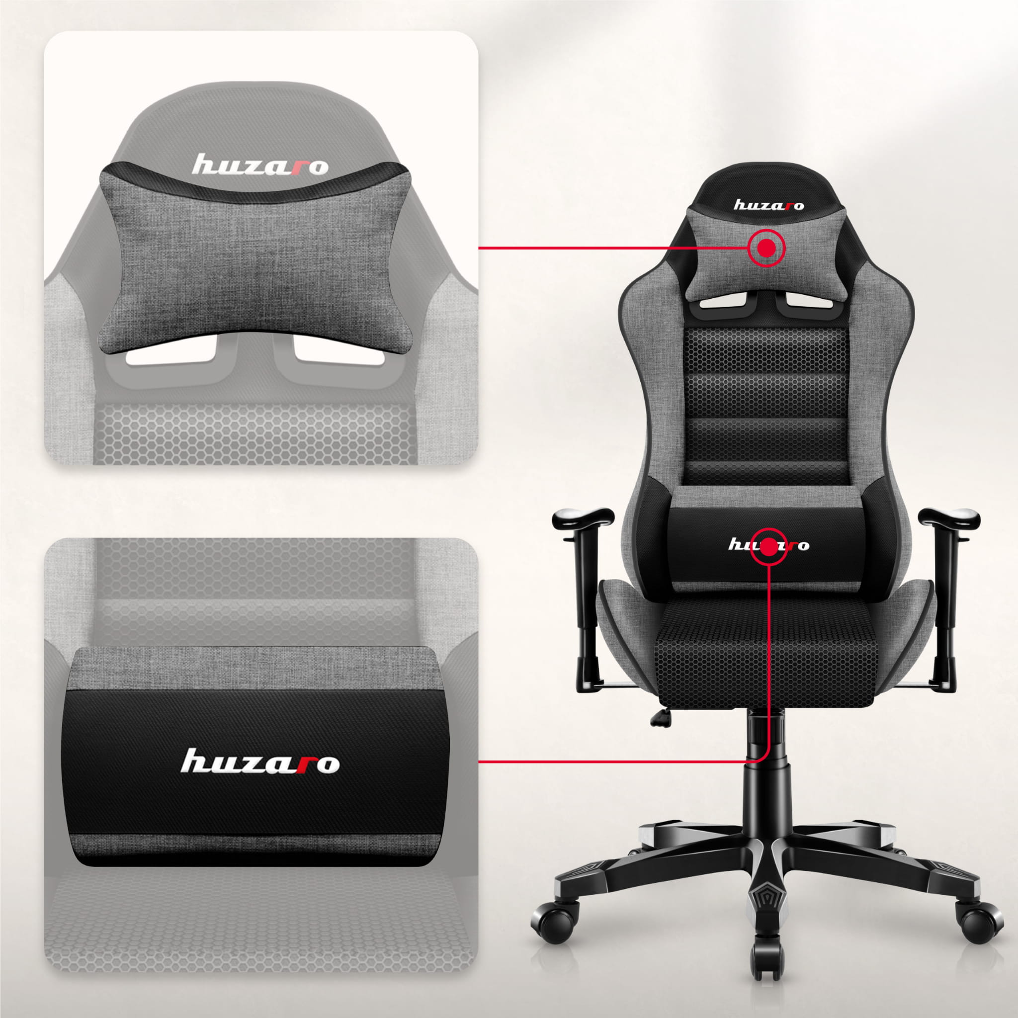 HUZARO RANGER 6.0 Grau Mesh Gaming-Stuhl für Kinder