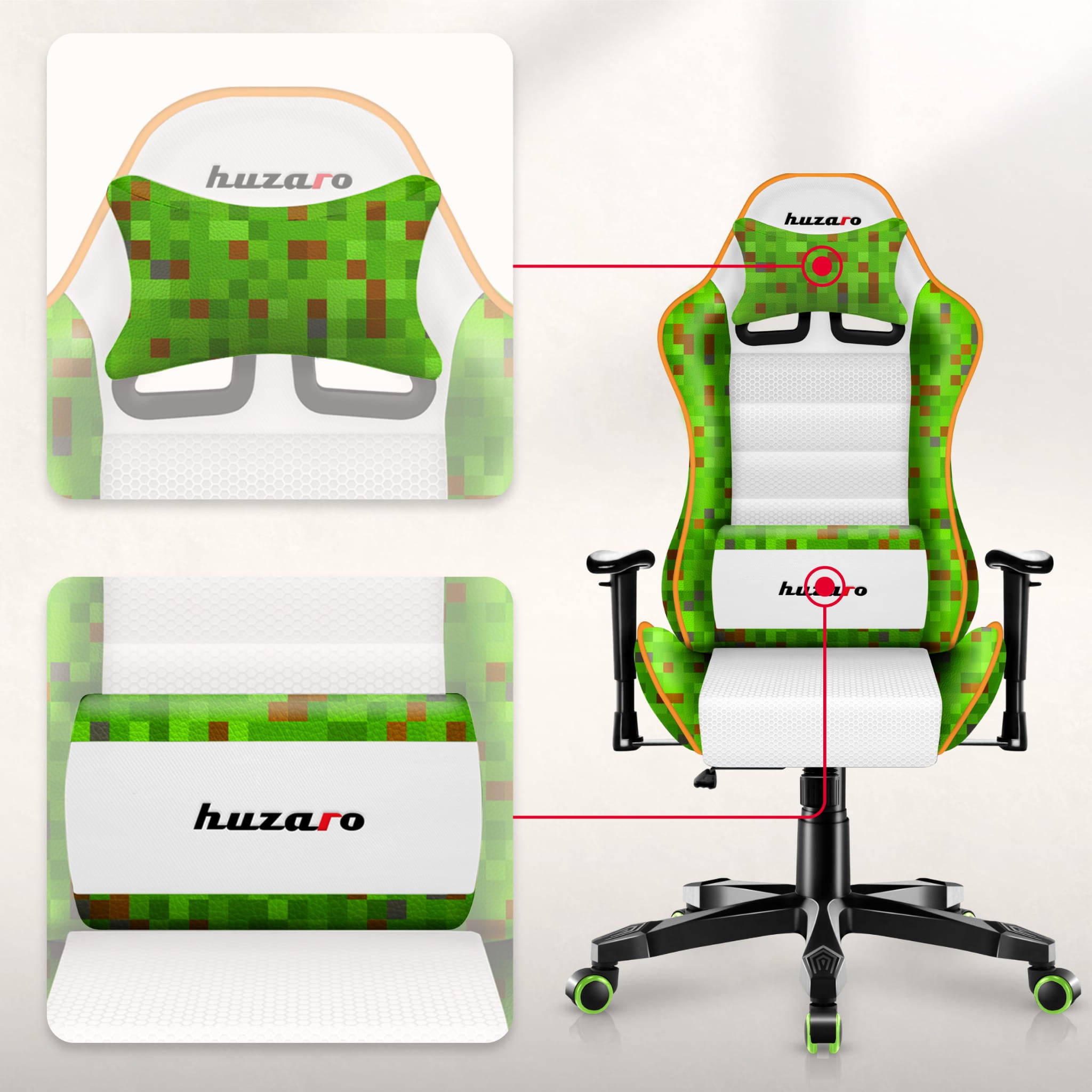 Huzaro Ranger 6.0 Pixel White Gaming-Stuhl für Kinder