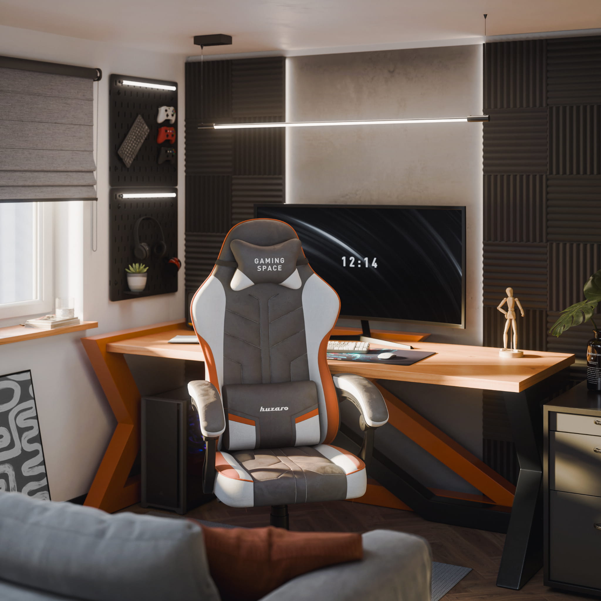 Huzaro Force 2.7 Gaming-Stuhl aus grauem Samt