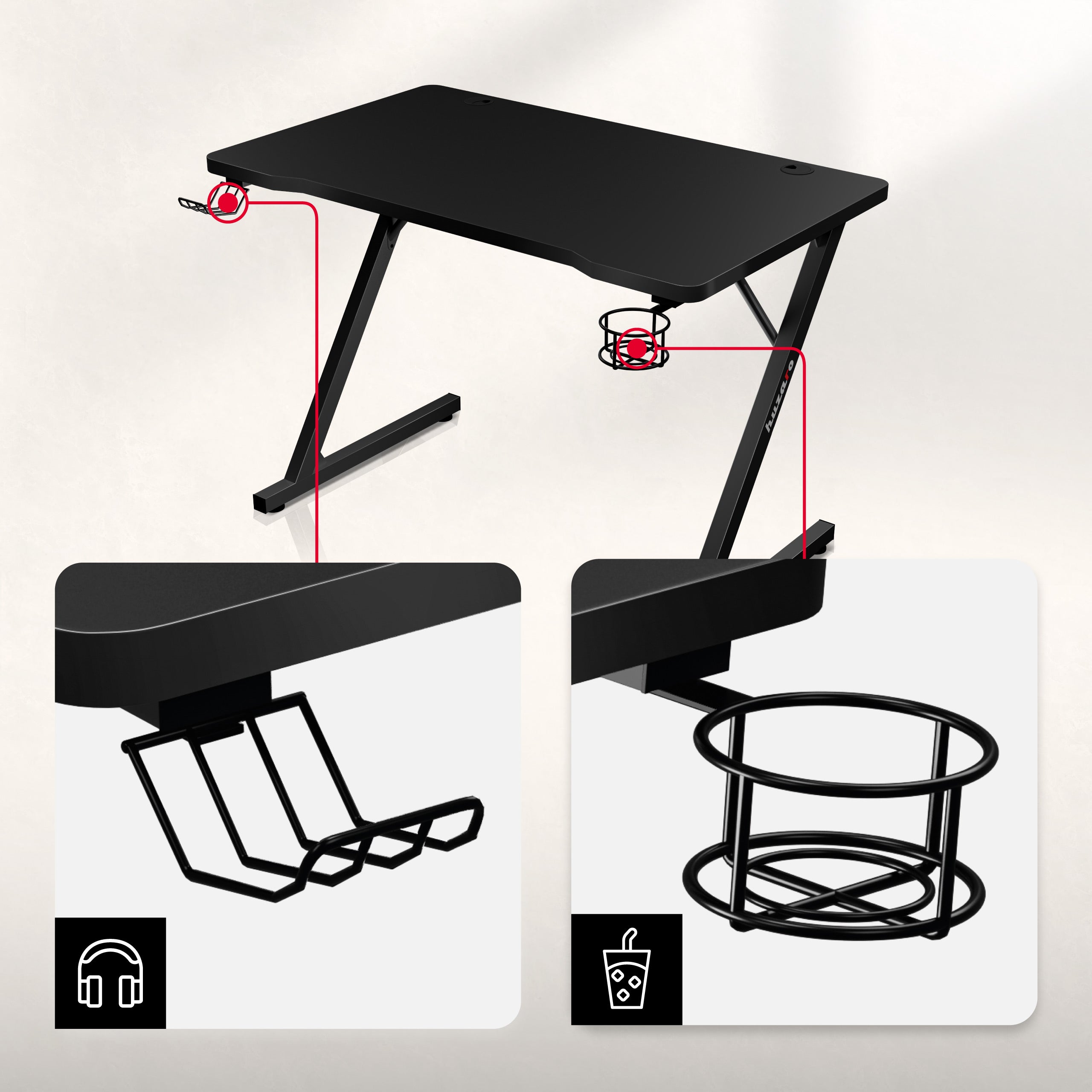 Huzaro Hero 1.8 Gaming-Schreibtisch Schwarz