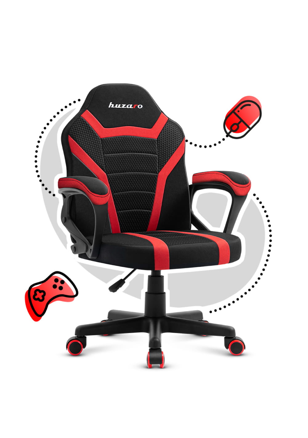 HUZARO RANGER 1.0 Rot Mesh Gaming-Stuhl für Kinder