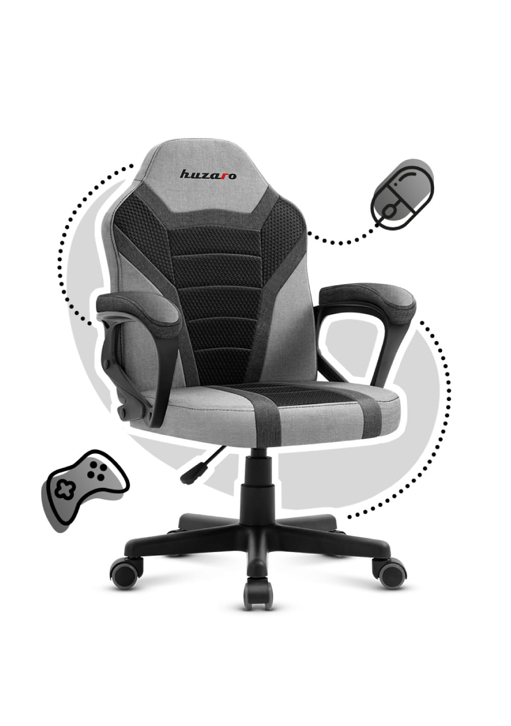 HUZARO RANGER 1.0 Grau Mesh Gaming-Stuhl für Kinder