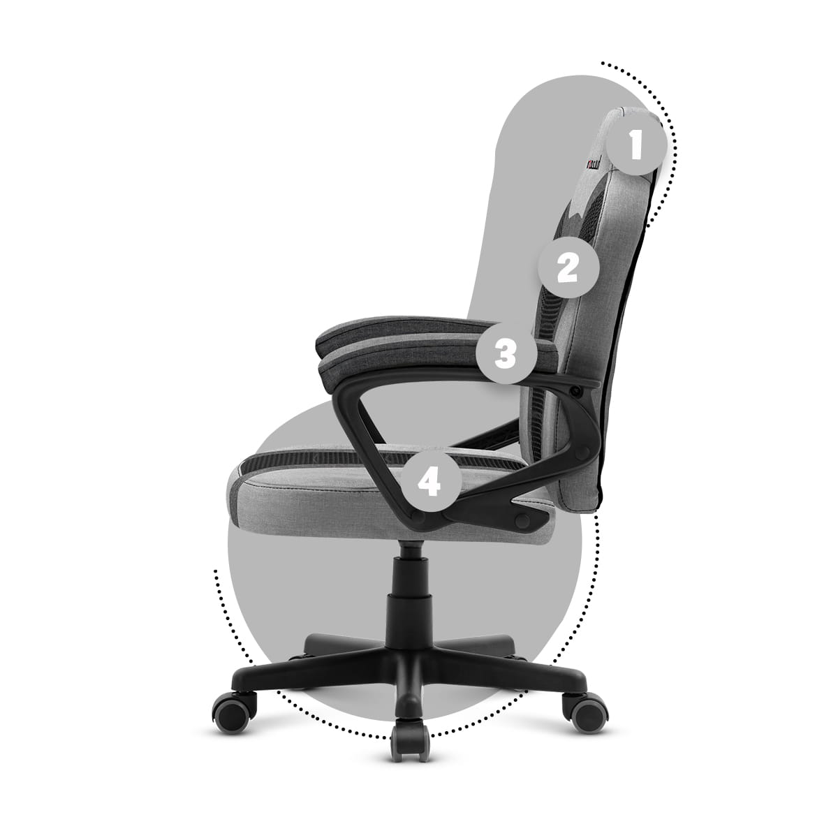 HUZARO RANGER 1.0 Grau Mesh Gaming-Stuhl für Kinder