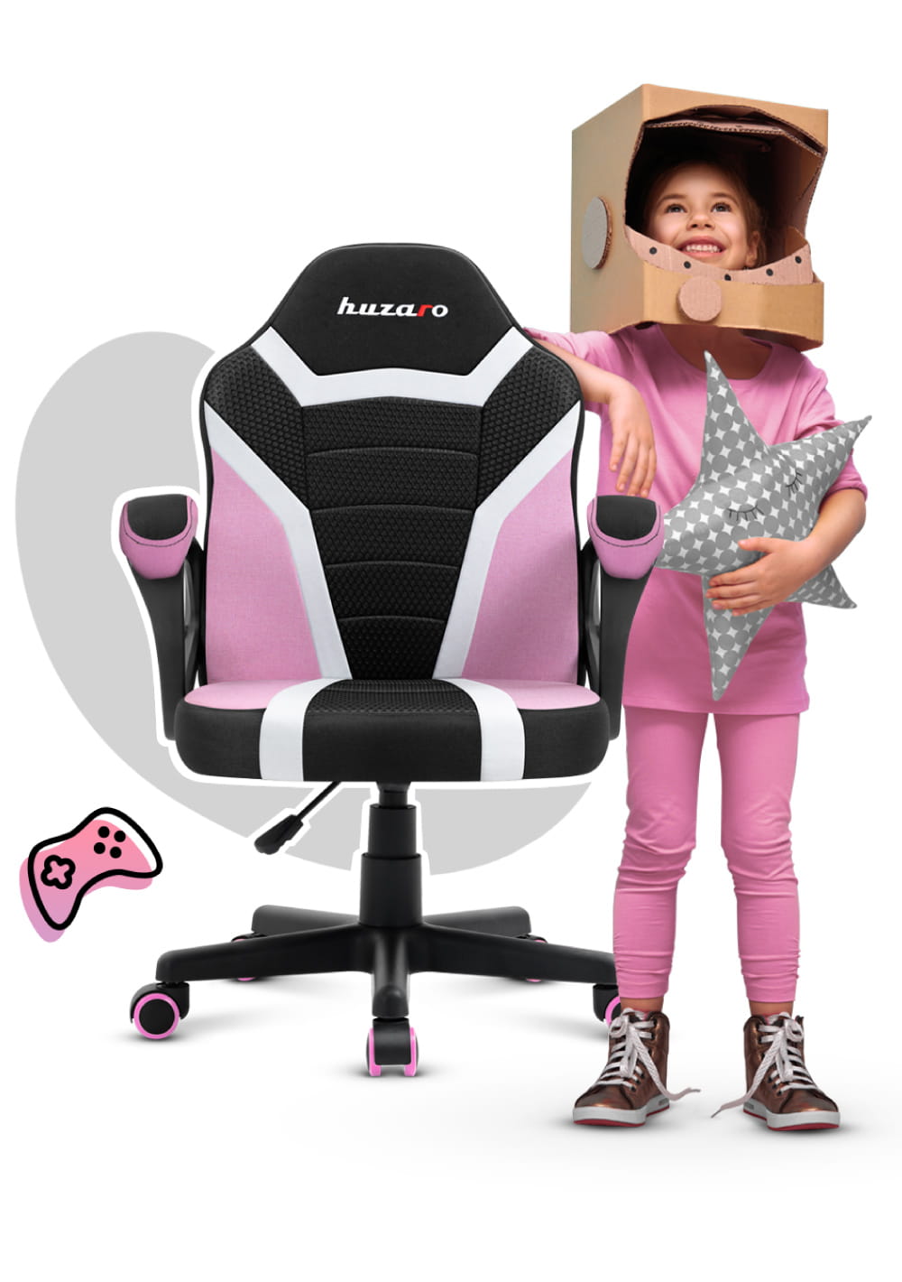 HUZARO RANGER 1.0 Rosa Mesh Gaming-Stuhl für Kinder