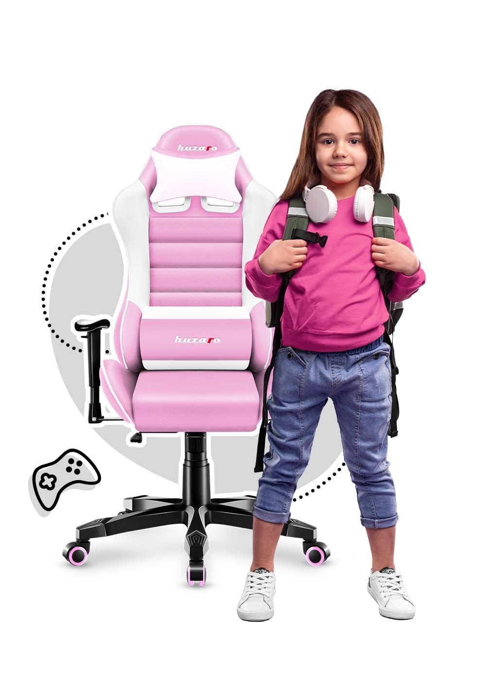 HUZARO RANGER 6.0 Rosa Gaming-Stuhl für Kinder