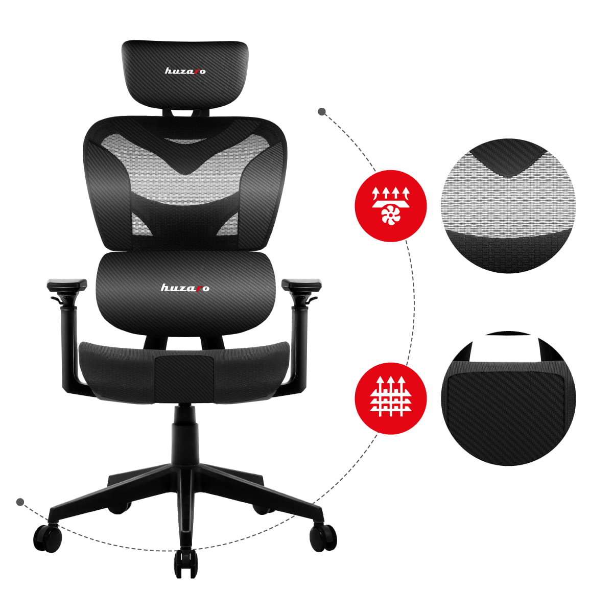 Huzaro Combat 8.0 Carbon Schwarz Gaming-Stuhl