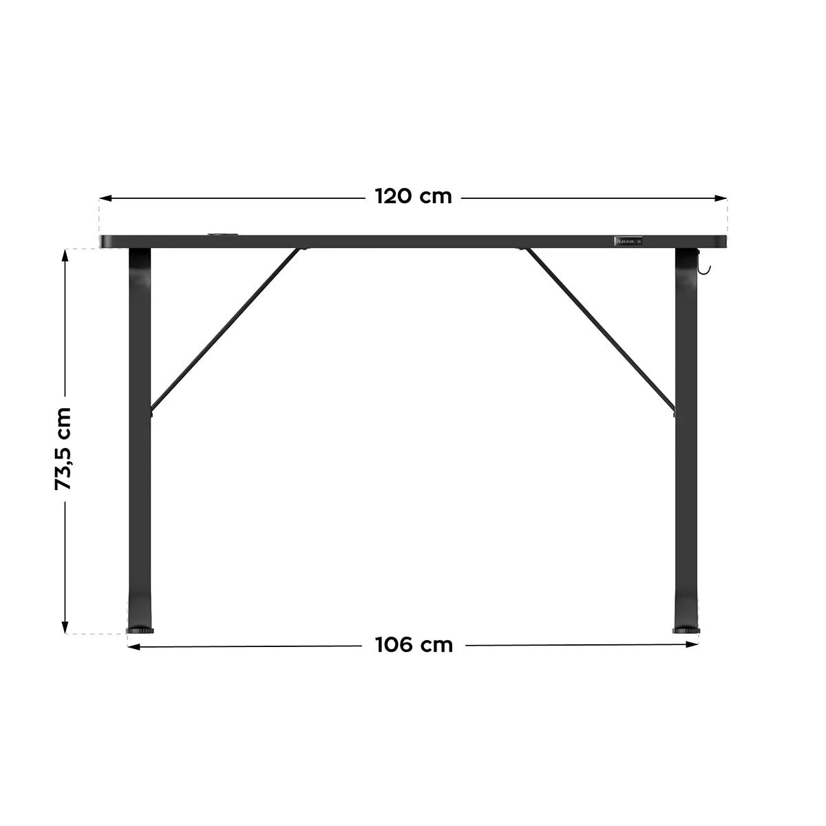 Huzaro Hero 1.5 Schwarzer Gaming-Schreibtisch 120 cm 